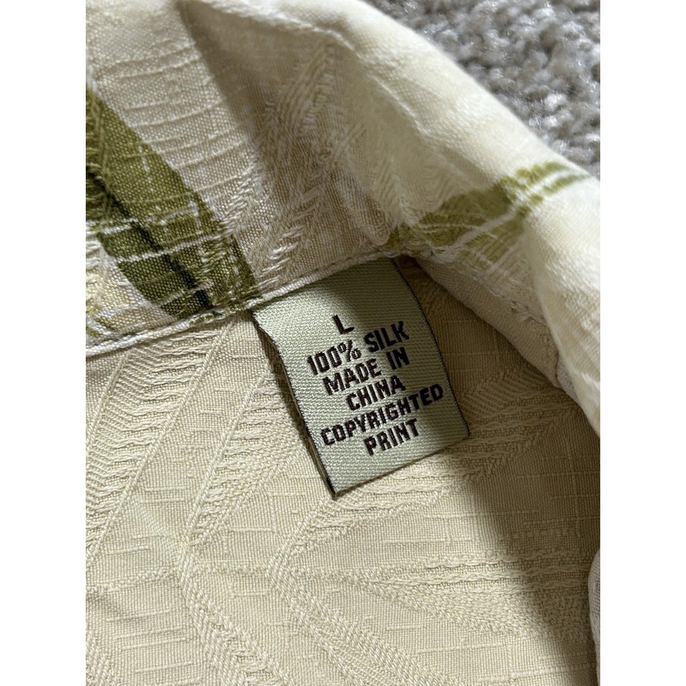 Tommy Bahama Men's L 100% Silk Hawaiian Shirt L Short Sleeve Yellow - Picture 5 of 7